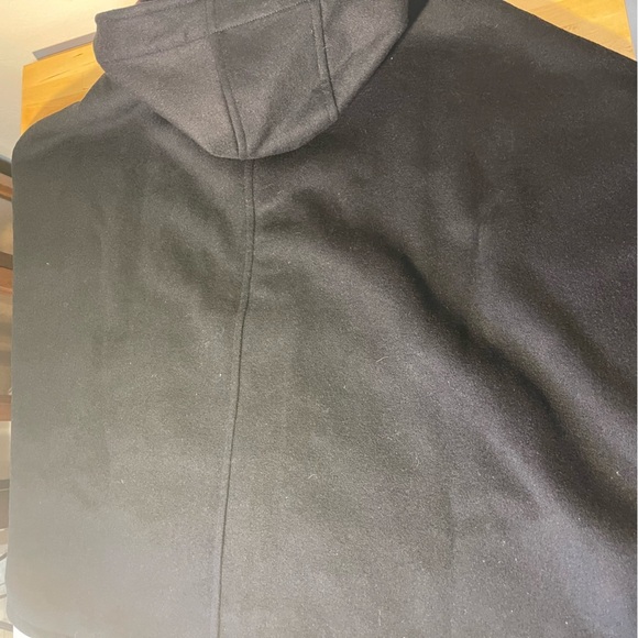 Coach New York Black Wool Blend w Black Leather Trim Hooded Cape - Picture 9 of 11